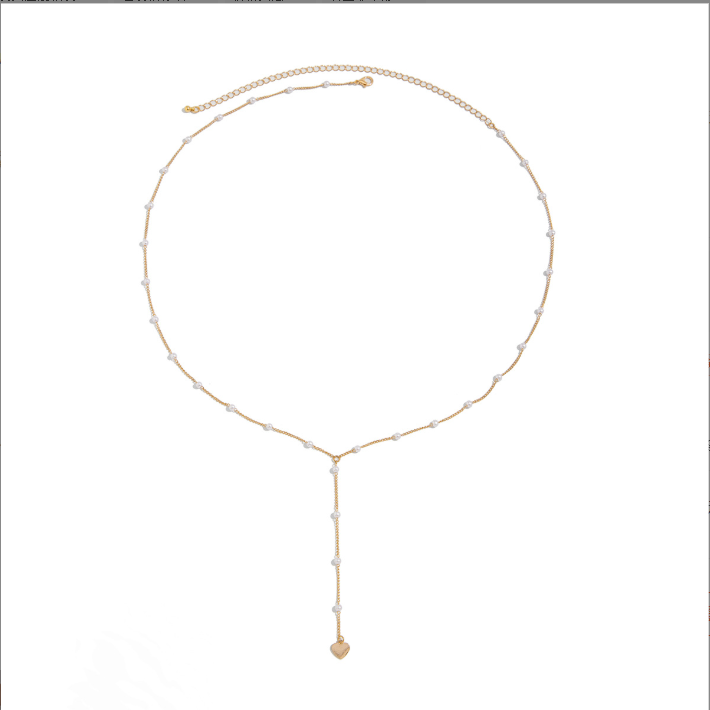 Dainty Pearl Belly Chain Gold Plated Waist Body Jewelry with Drop Detail